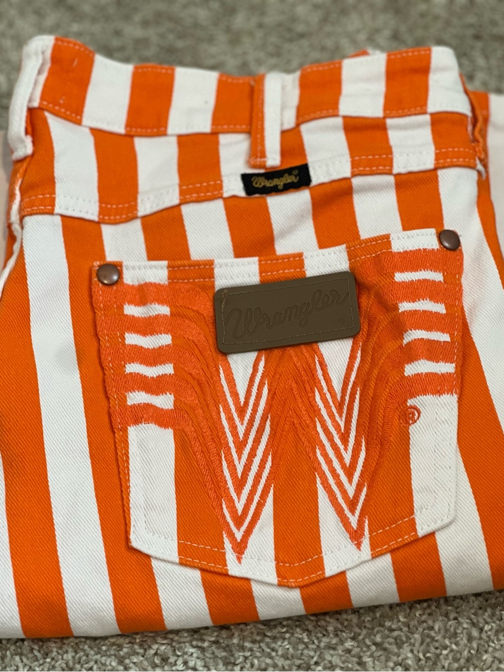 WHATAWrangler Orange and White Striped Jeans - Picture 5 of 8
